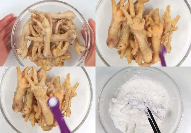 Công đoạn lăn bột chân gà