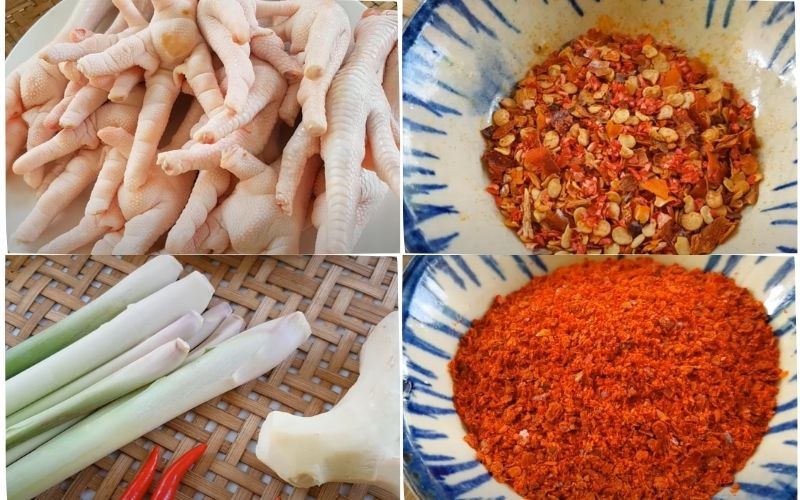 Sơ chế nguyên liệu làm chân gà chiên giòn sả ớt