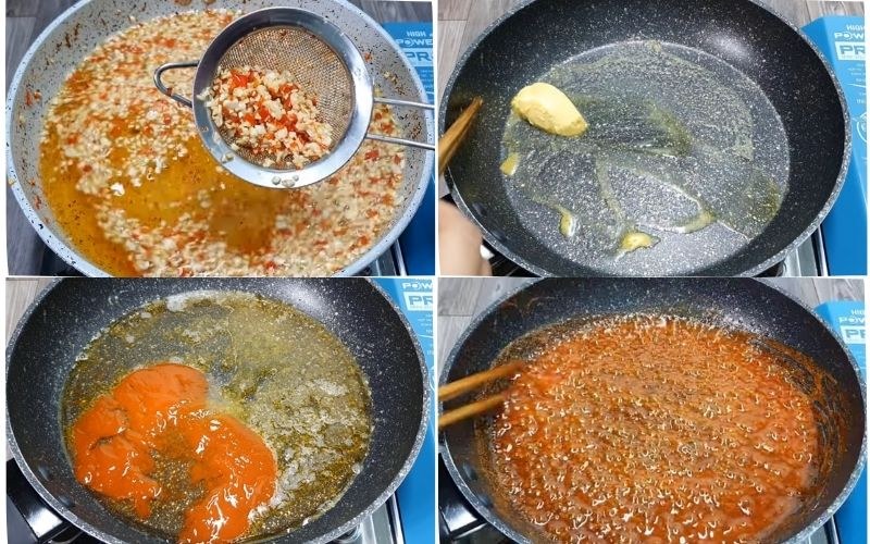 Công đoạn làm sốt bơ tỏi