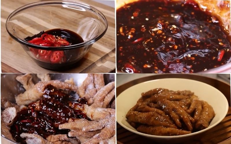 Tiến hành làm chân gà hấp tàu xì
