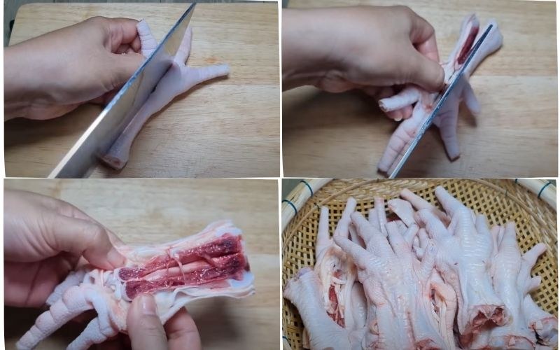 Sơ chế chân gà rút xương