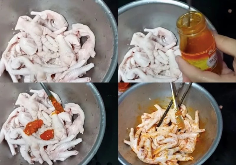 Ướp chân gà với sa tế