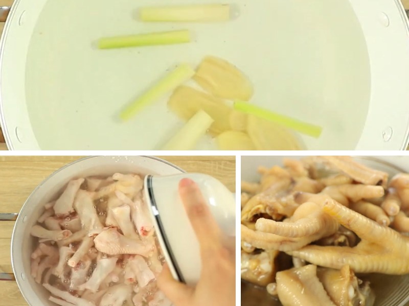 Luộc chân gà với sả và gừng