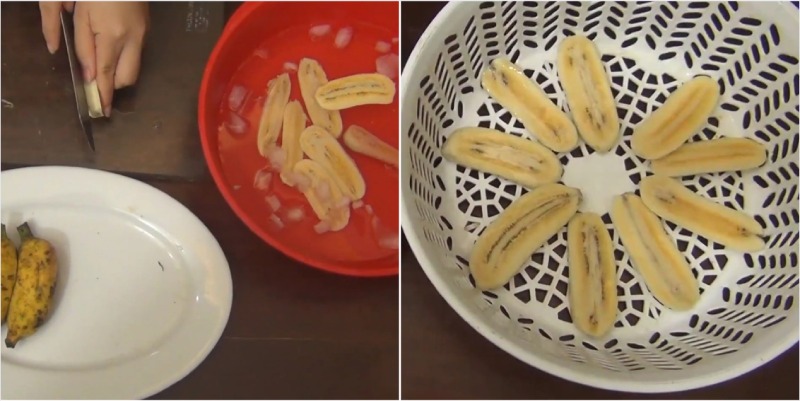 Tiến hành sơ chế chuối