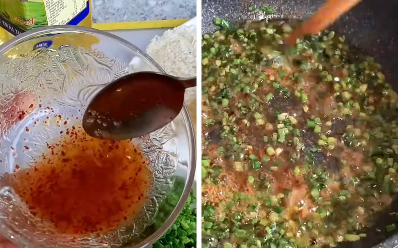 Hướng dân pha sốt rưới cơm cháy chà bông chay