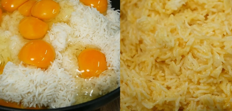 Trộn cơm với trứng
