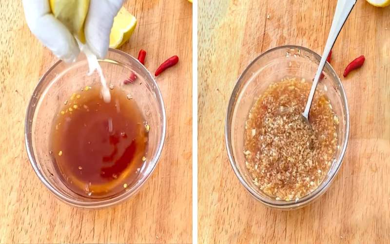 Pha nước mắm chay ăn cùng cơm gà chay