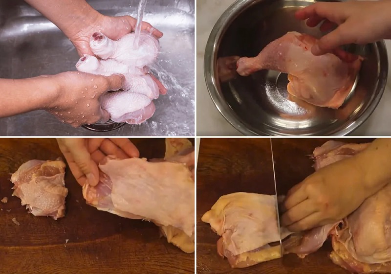 Tiến hành sơ chế gà