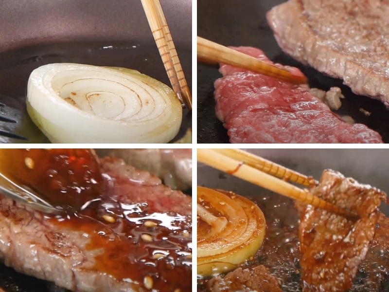 Quá trình áp chảo thịt bò