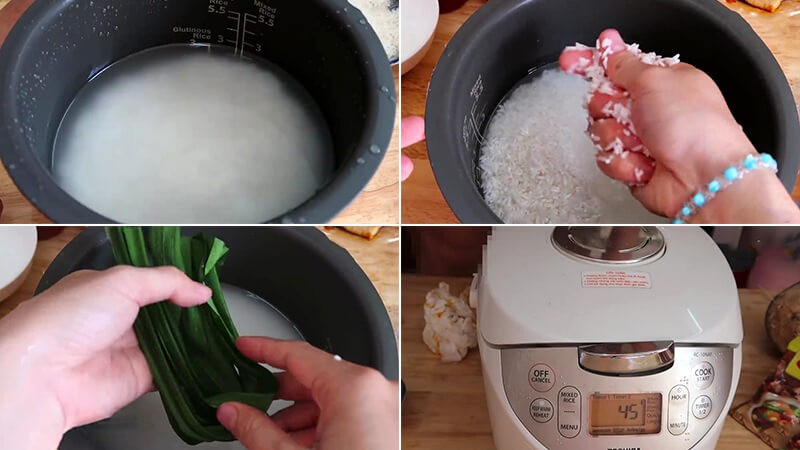 Công đoạn nấu cơm
