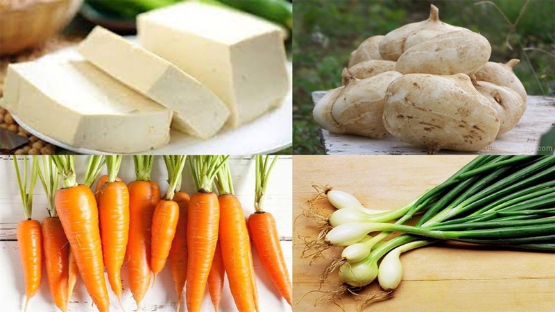 Nguyên liệu nấu củ sắn xào chay