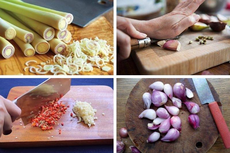 Băm nhỏ các nguyên liệu 