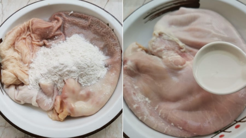 Dạ dày heo được sơ chế sạch sẽ