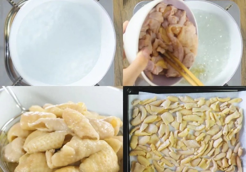 Tiến hành sơ chế da gà