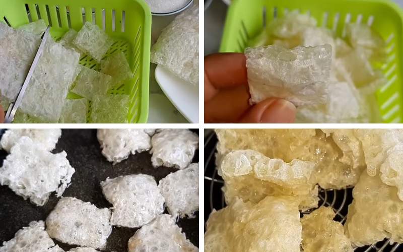Công đoạn sơ chế da heo chay