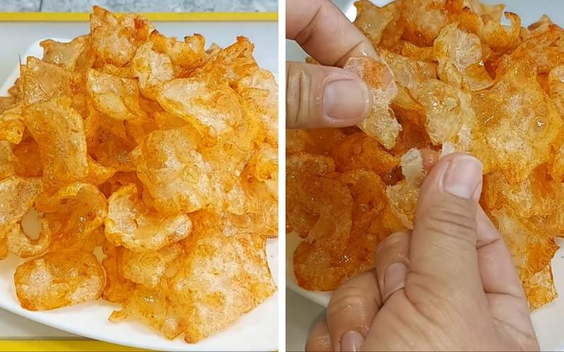 Thành phẩm da heo chay chiên giòn cay hấp dẫn