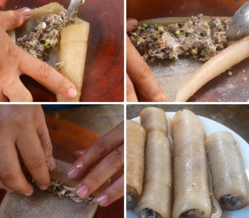 Cuộn nhân vào da heo
