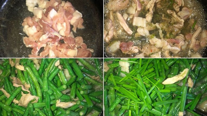Các bước làm thịt heo xào với đậu đũa