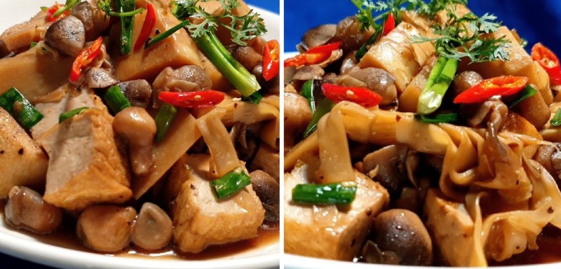 Thành phẩm đậu hũ kho măng đậm vị thơm ngon