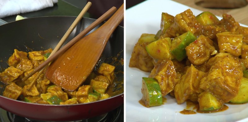 Công đoạn làm đậu hũ kho cà ri
