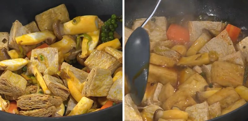 Tiến hành kho đậu hũ sườn non chay