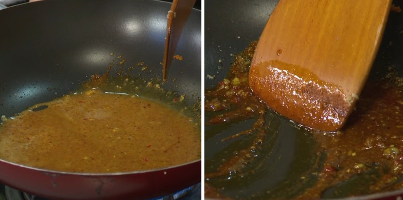 Tiến hành làm sốt kho cà ri
