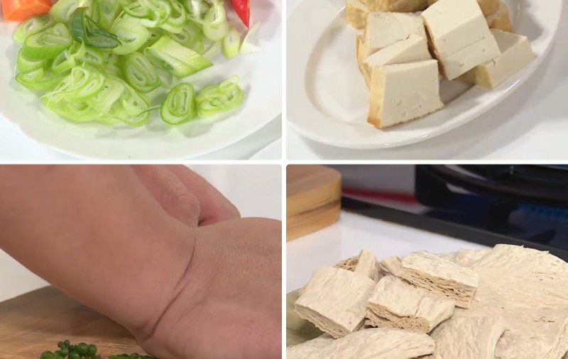 Sơ chế nguyên liệu làm đậu hũ kho sườn chay