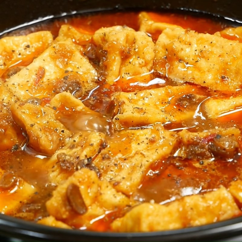 Thành phẩm đậu hũ kho tương bắt mắt thơm ngon