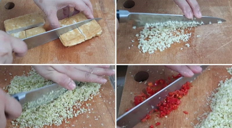 băm nhuyễn tỏi, ớt và sả