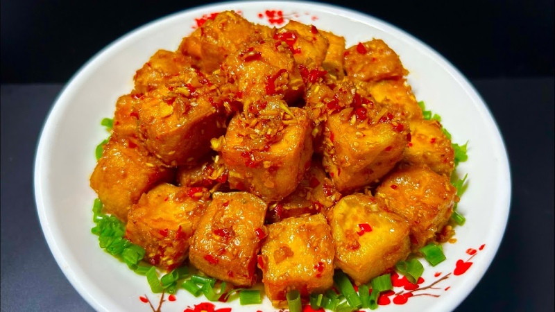 đậu hũ kho sả ớt chay ngon cuốn vị làm tại nhà