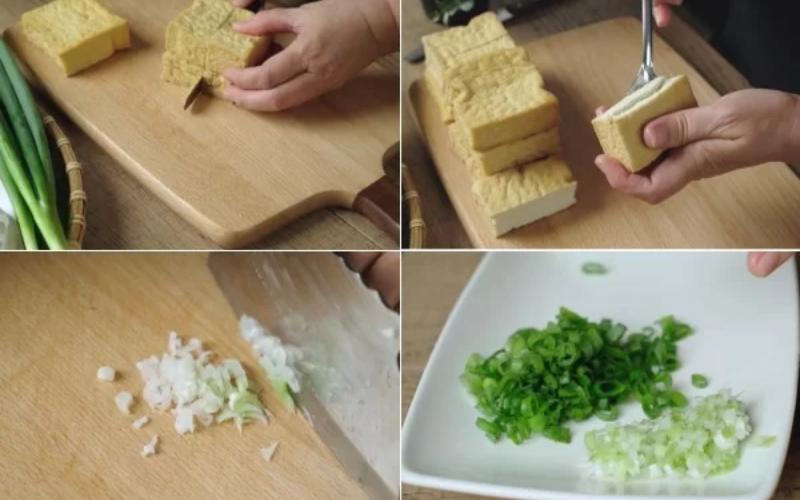 Công đoạn sơ chế đậu hũ và các nguyên liệu