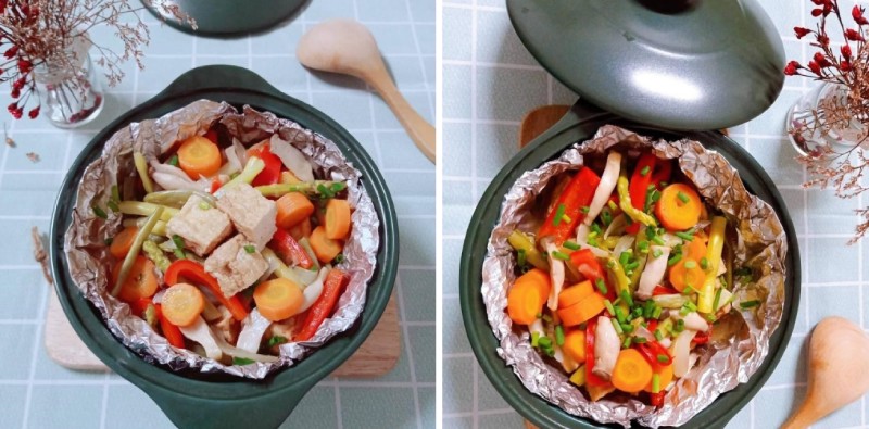 Thành phẩm đậu hũ nướng giấy bạc thơm ngon
