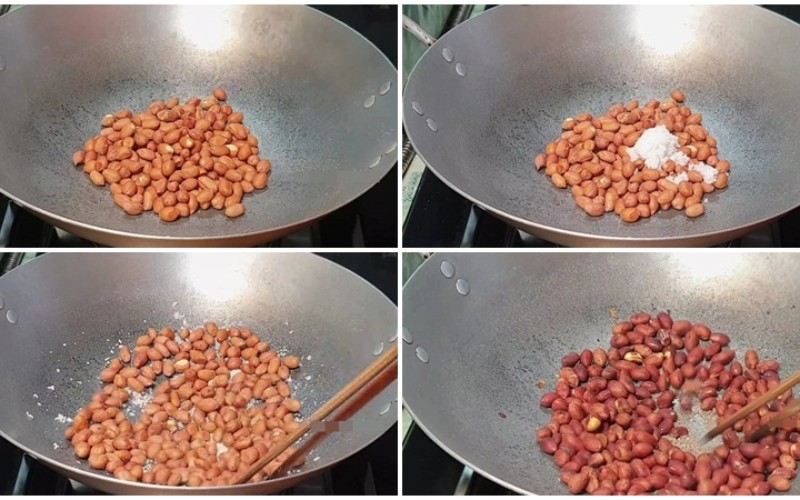 Tiến hành rang đậu phộng