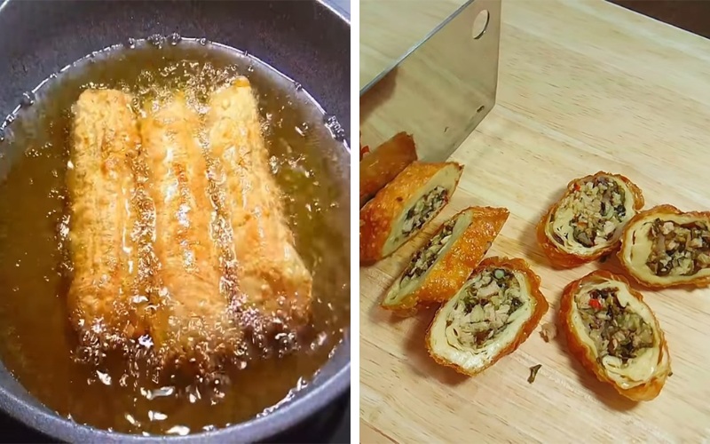 Chiên dồi ngập dầu