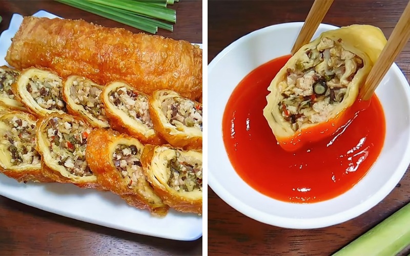 Dồi chay chấm tương ớt