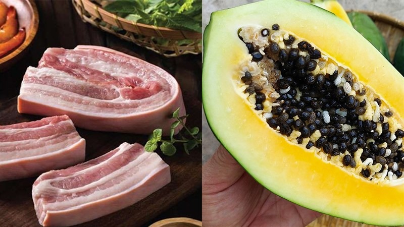Thịt heo ba chỉ và đu đủ tươi ngon