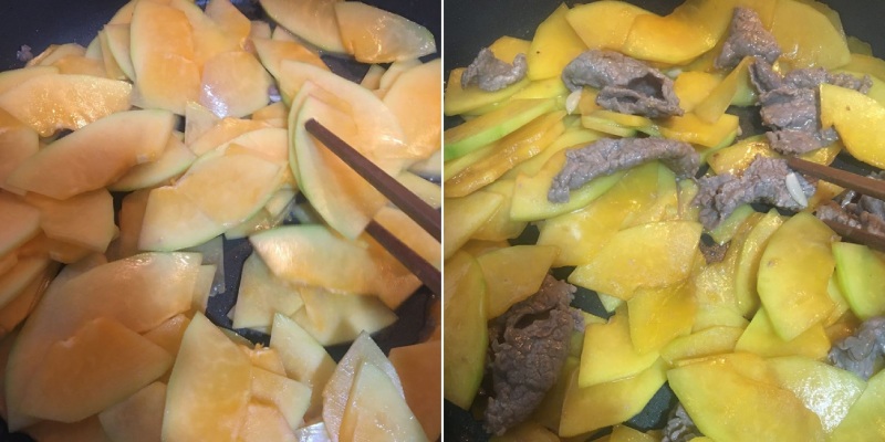 Nêm nếm thêm gia vị khi xào đu đủ với thịt bò