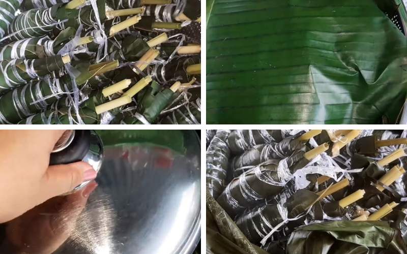 Tiến hành hấp đùi gà chay trong xửng