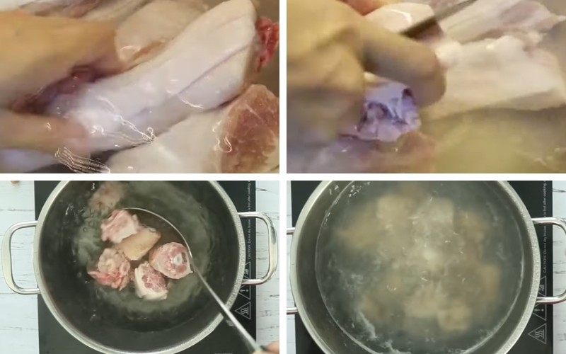 Đuôi heo được chần với nước sôi