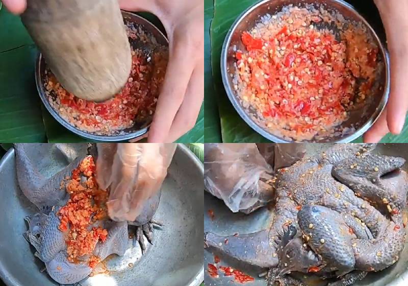 Công đoạn làm muối ớt và ướp gà