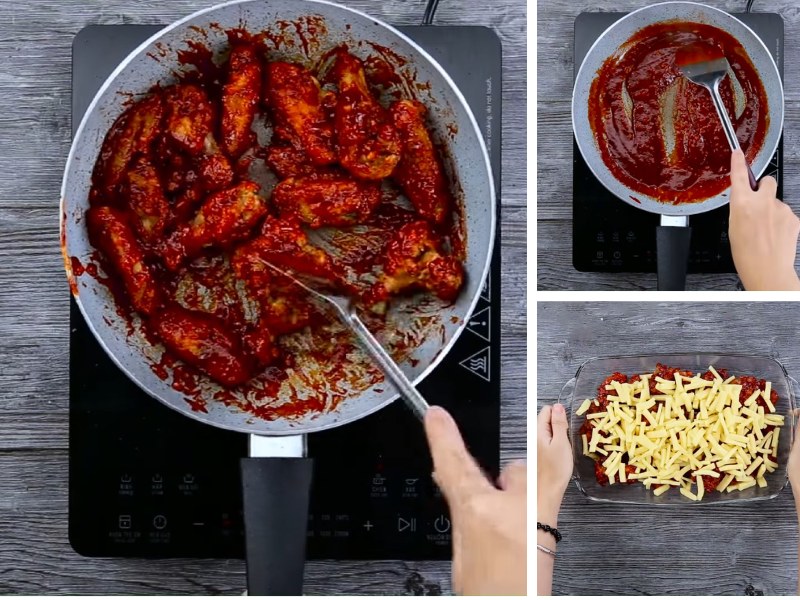 Tiến hành công đoạn nướng gà với phô mai