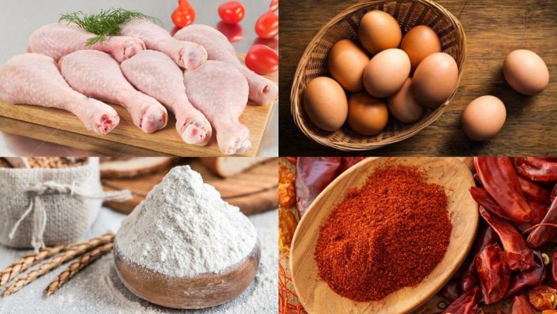 Chuẩn bị nguyên liệu gà chiên giòn kiểu KFC 