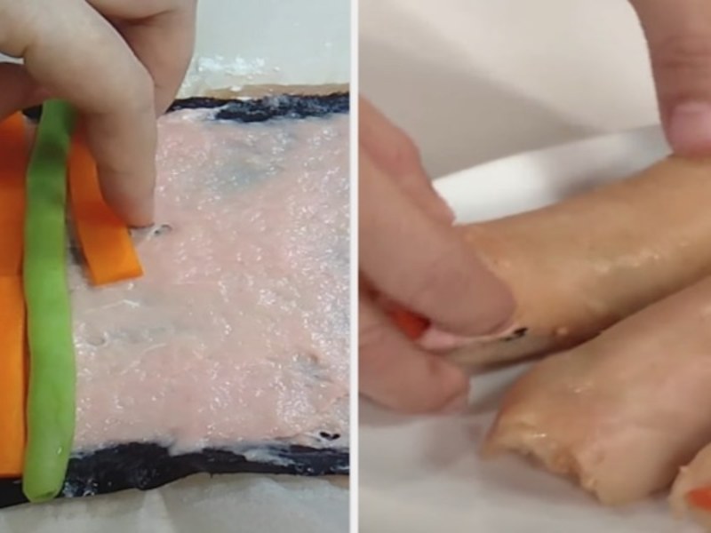 Tiến hành công đoạn cuộn thịt gà