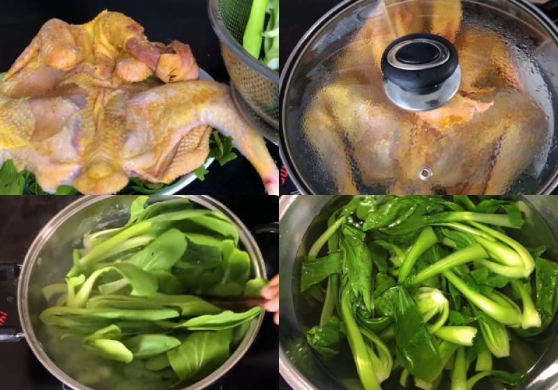 hấp gà trong khoảng 20 phút