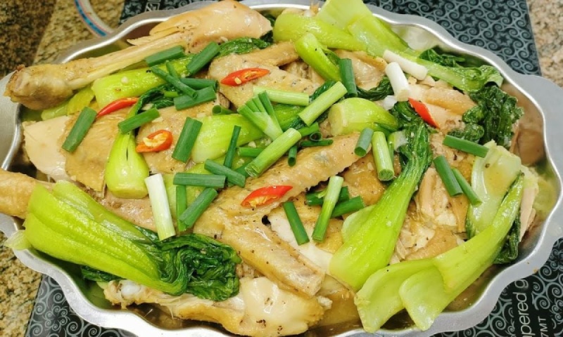 hướng dẫn cách làm gà hấp cải thìa hấp tỏi thơm ngon tại nhà