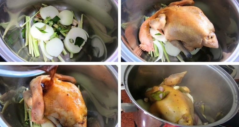 Tiến hành quá trình hấp gà