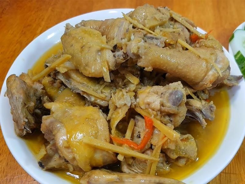 Thành phẩm món gà kho gừng sả thơm ngon