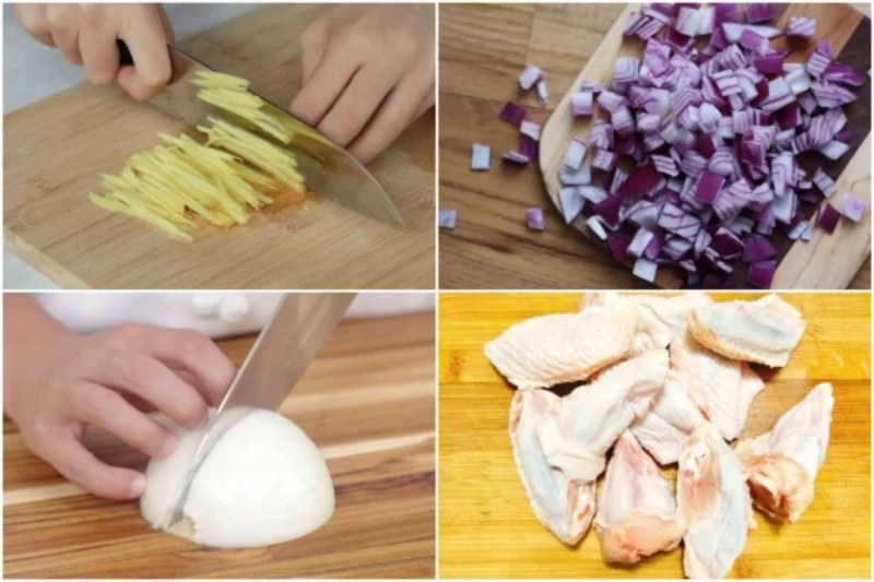 Sơ chế nguyên liệu làm gà kho gừng nghệ