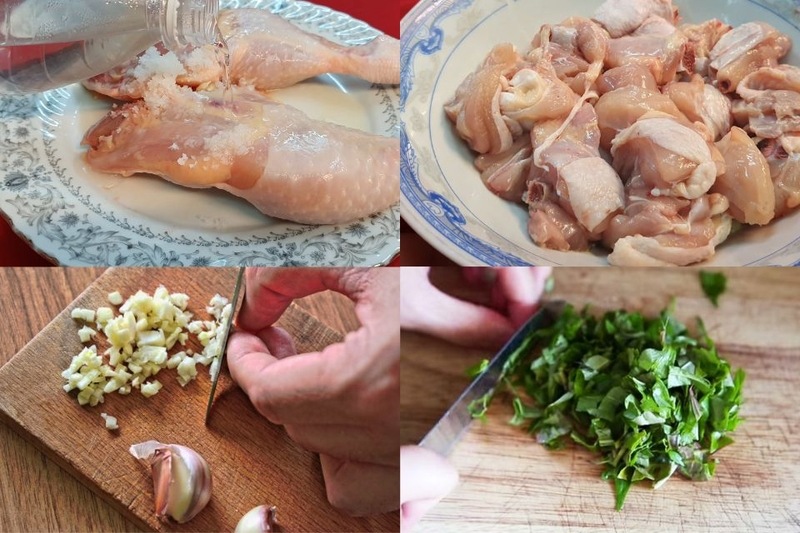 làm sạch và cắt nhỏ các nguyên liệu