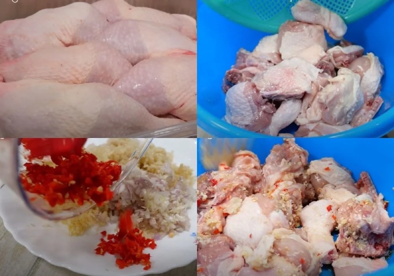 Ướp thịt gà với hỗn hợp gia vị